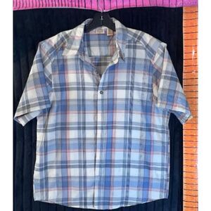 Telluride Clothing Company Men's XL Blue Plaid Short Sleeve Button Down Shirt